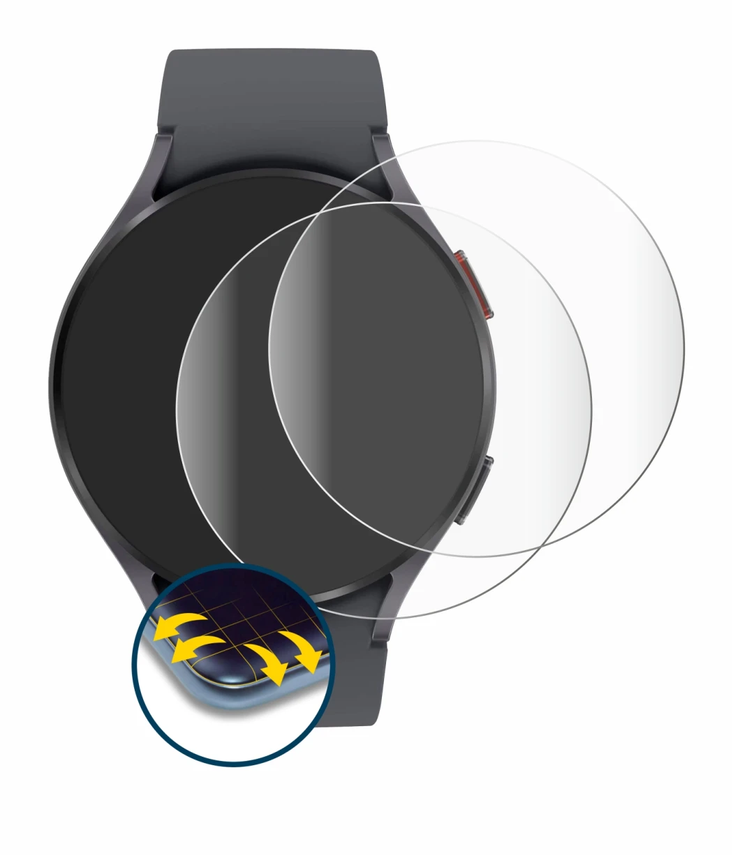 Image of the device Samsung Galaxy Watch 5 (44mm) with a wide variety of screen protectors.