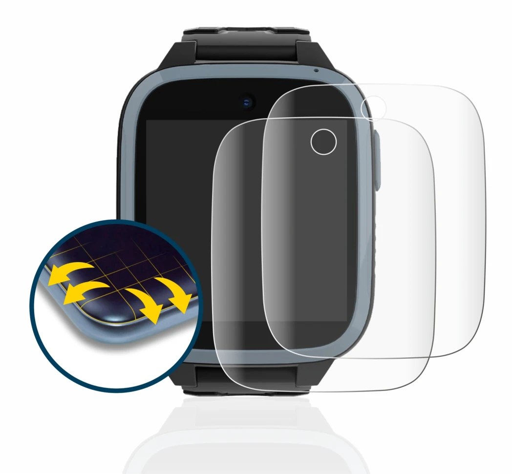 Image of the device Xplora XGO3 (1st Gen.) with a wide variety of screen protectors.