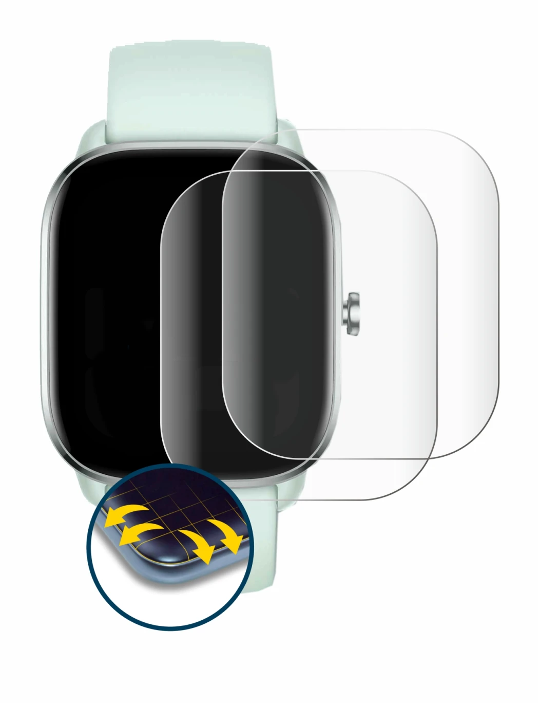 Image of the device Huami Amazfit GTS 4 Mini with a wide variety of screen protectors.
