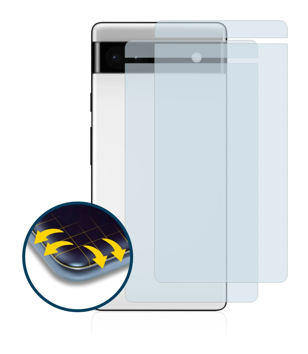 Image of the device Google Pixel 6a (Back) with a wide variety of screen protectors.