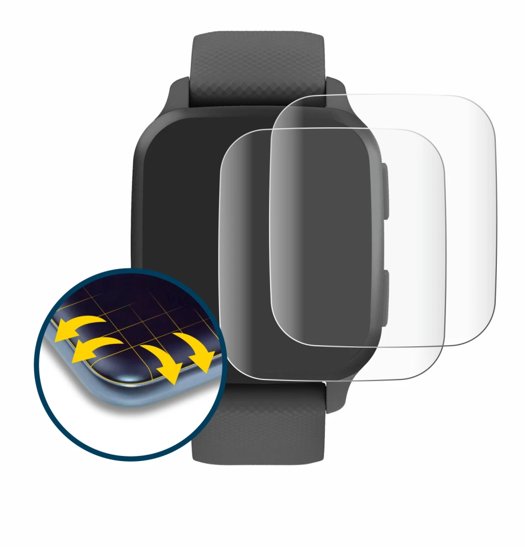 Image of the device Garmin Venu Sq 2 with a wide variety of screen protectors.