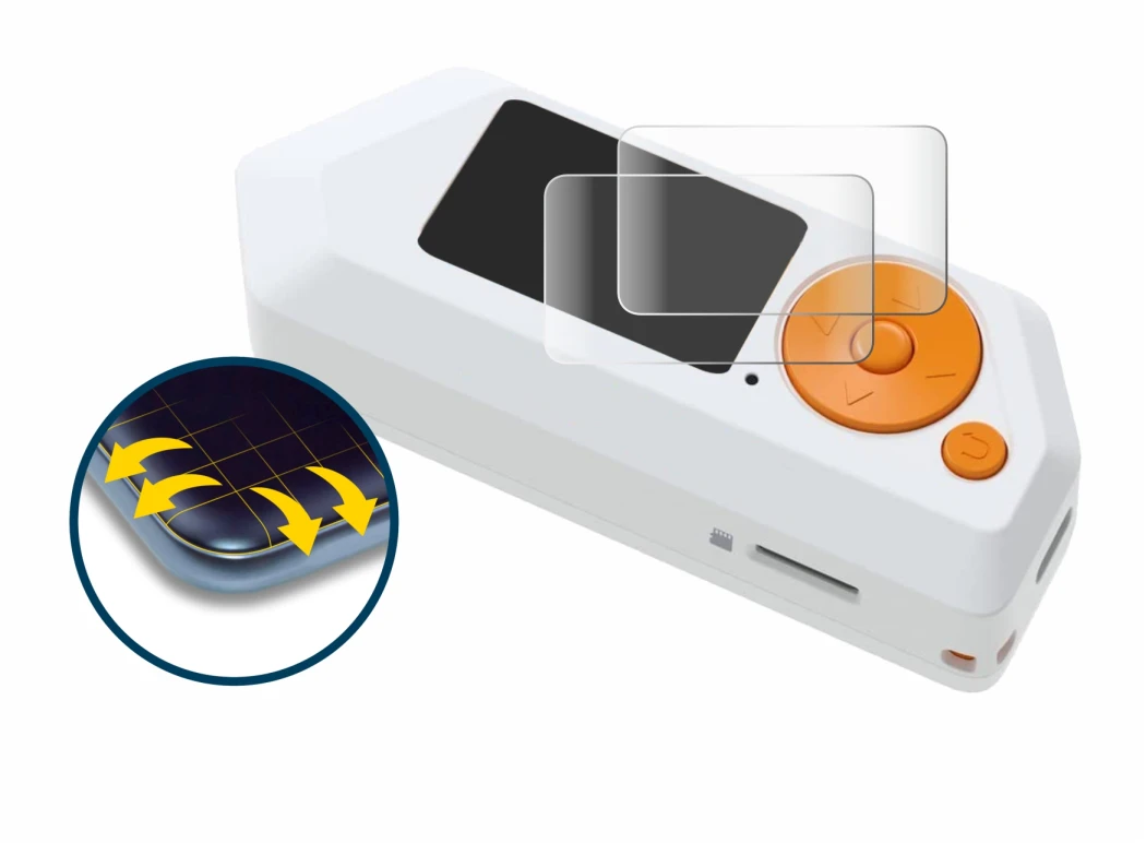 Image of the device Flipper Zero FZ.1 with a wide variety of screen protectors.