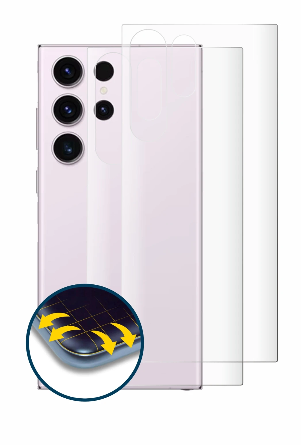 Image of the device Samsung Galaxy S23 Ultra (Back) with a wide variety of screen protectors.