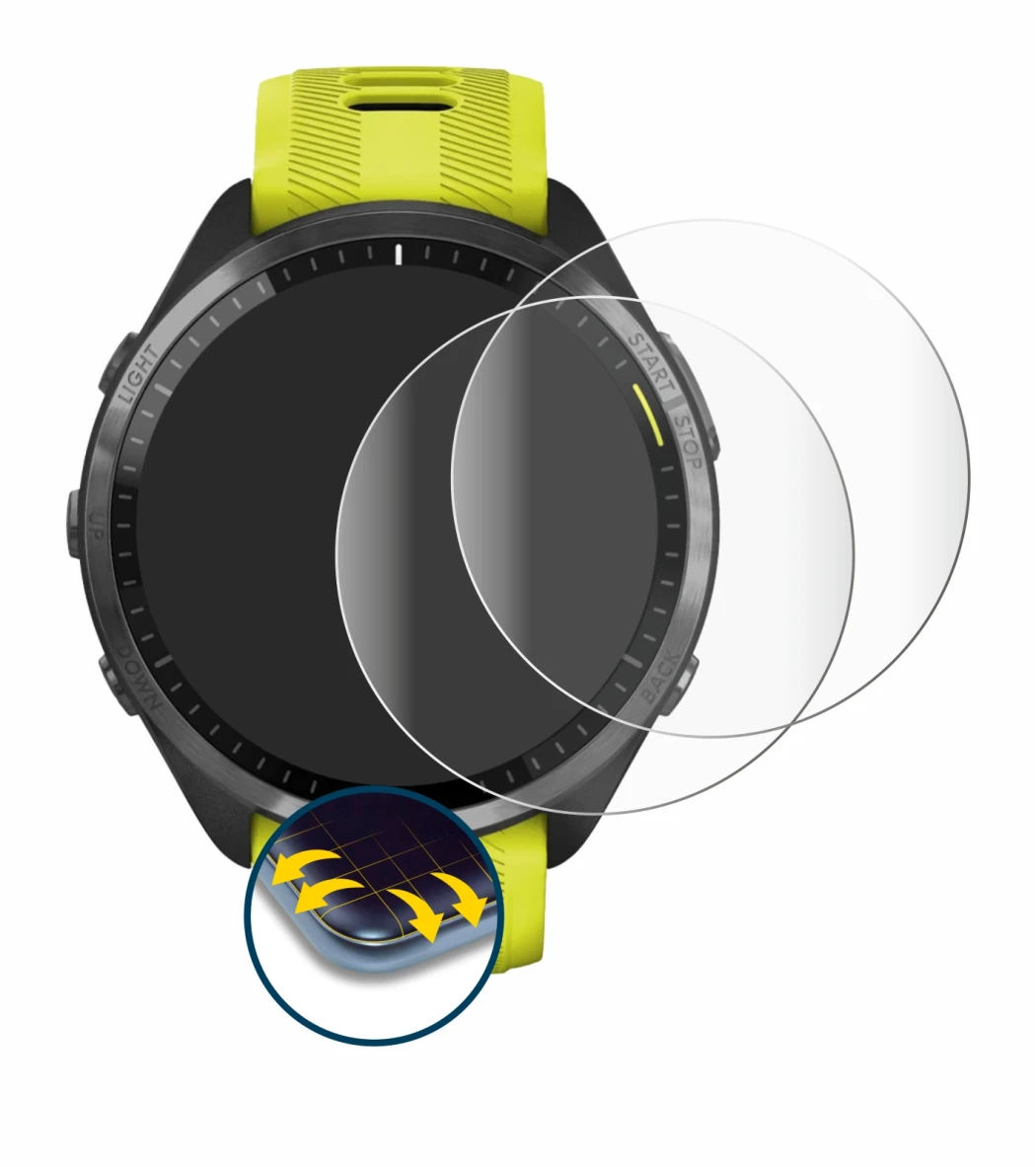 Image of the device Garmin Forerunner 965 with a wide variety of screen protectors.