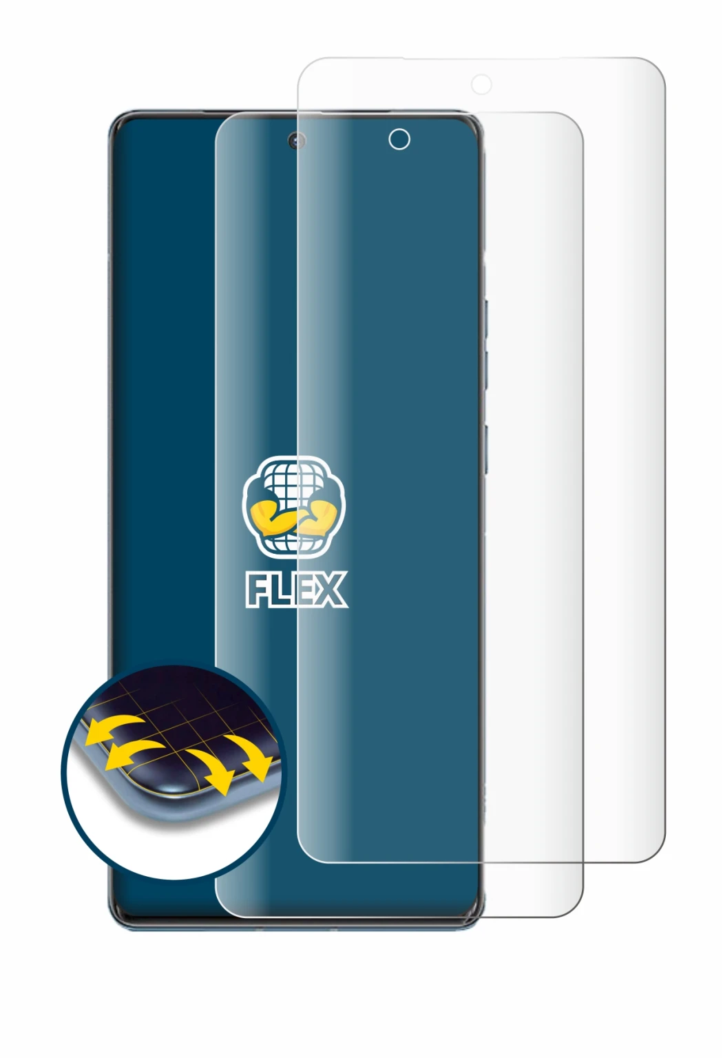 Image of the device Motorola Edge 40 Pro with a wide variety of screen protectors.