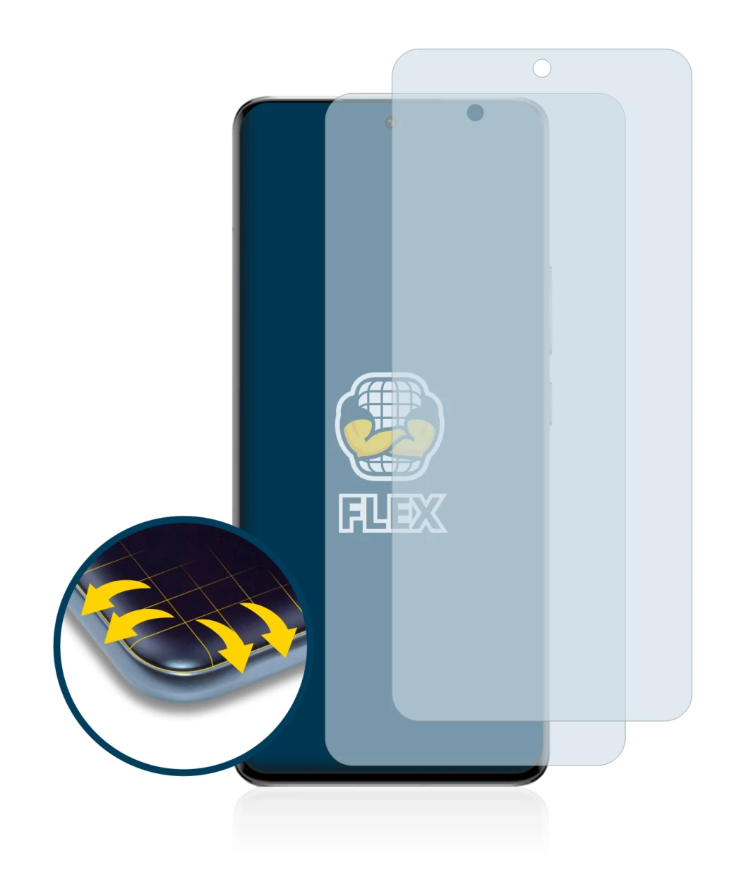 Image of the device Xiaomi 13 Pro with a wide variety of screen protectors.