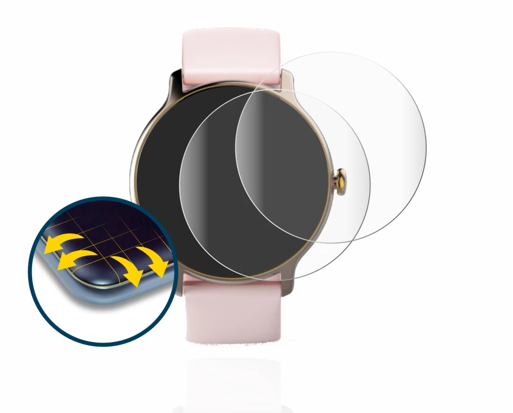 Image of the device Hama Fit Watch 4910 with a wide variety of screen protectors.