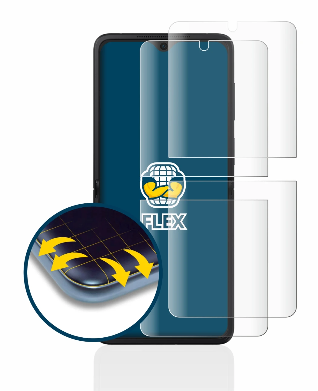 Image of the device Oppo Find N2 Flip with a wide variety of screen protectors.