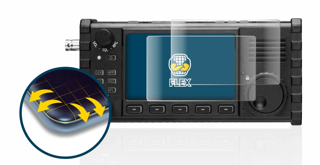 Image of the device Xiegu X6100 HF-Transceiver with a wide variety of screen protectors.