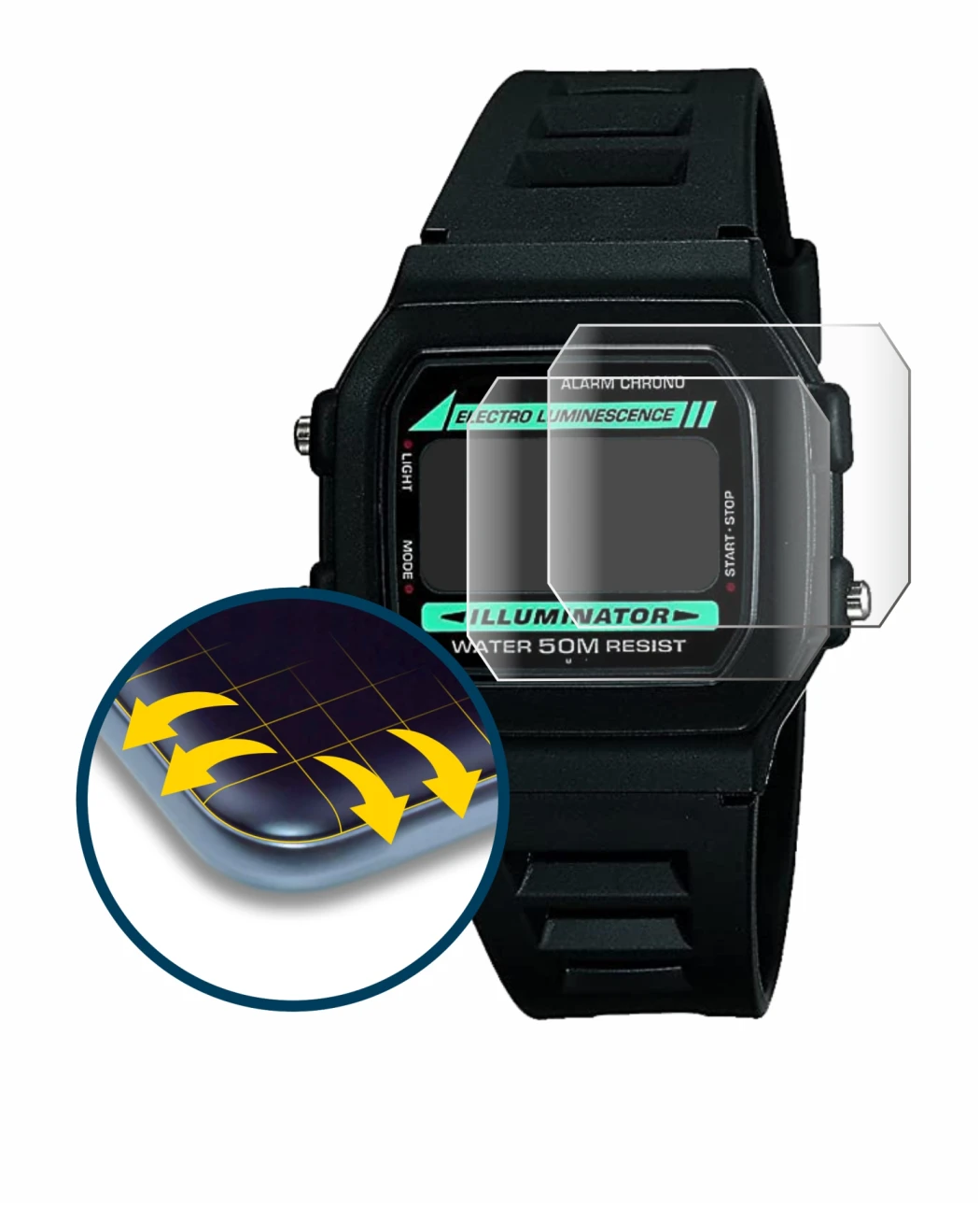 Image of the device Casio W-86-1VQES with a wide variety of screen protectors.