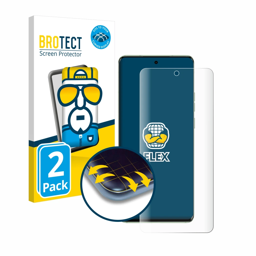 Front side of a product packaging with the brand logo BROTECT. Next to it is the device Motorola Edge 40 shown with the corres