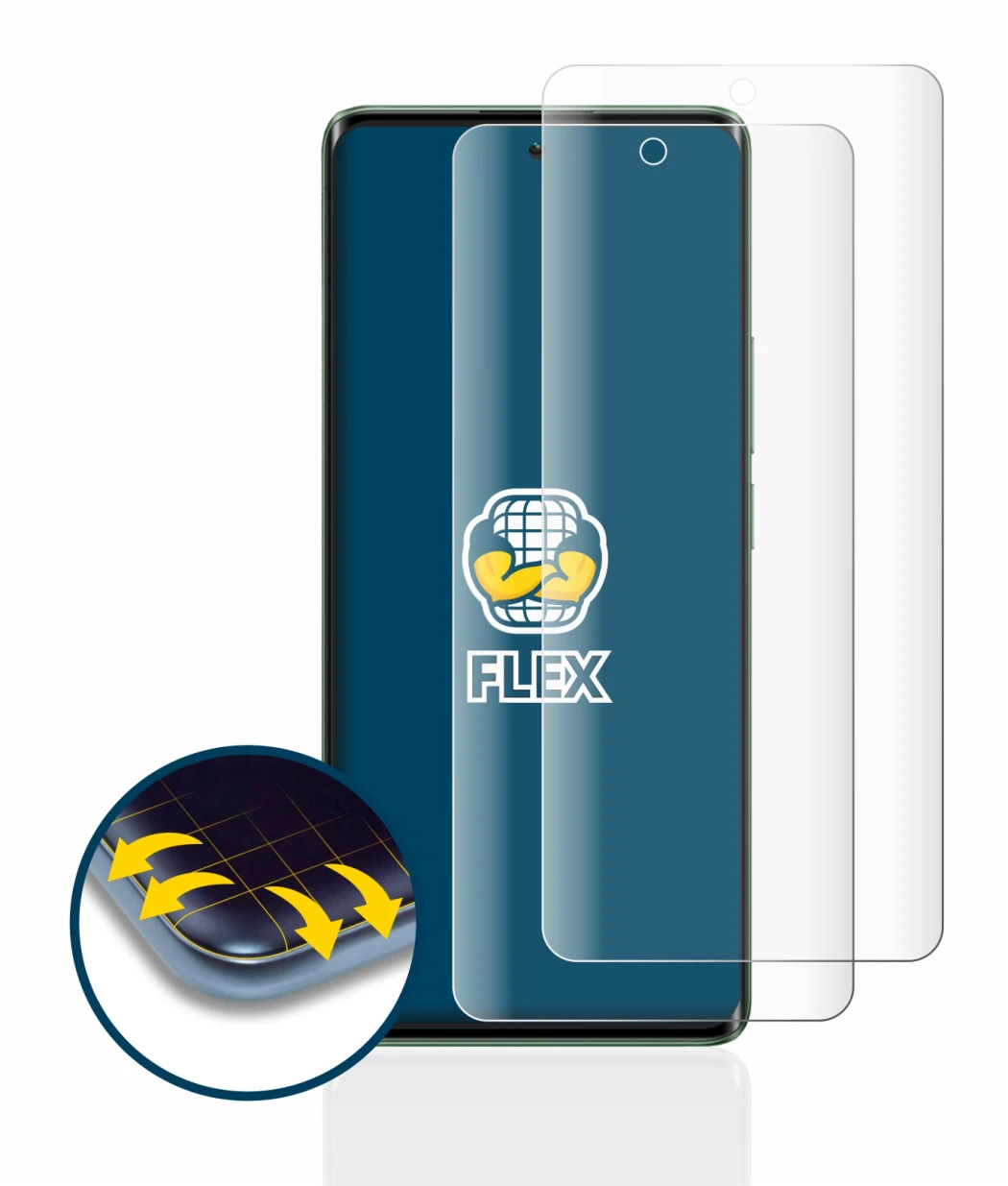 Image of the device realme 11 Pro Plus with a wide variety of screen protectors.