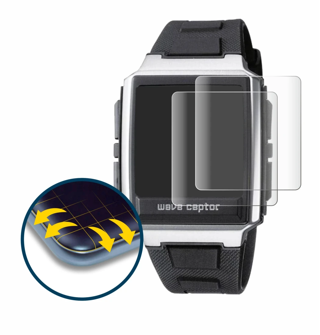 Image of the device Casio WV-59 with a wide variety of screen protectors.