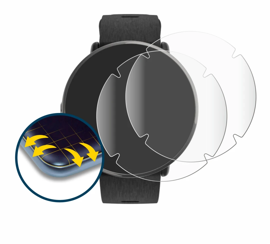 Image of the device Polar Ignite 3 Titanium with a wide variety of screen protectors.