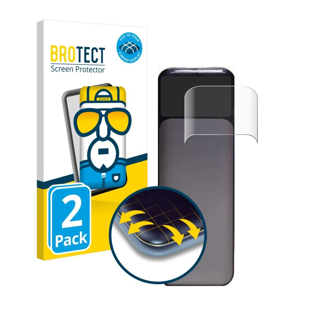 Front side of a product packaging with the brand logo BROTECT. Next to it is the device Anker Powerbank 737 shown with the cor