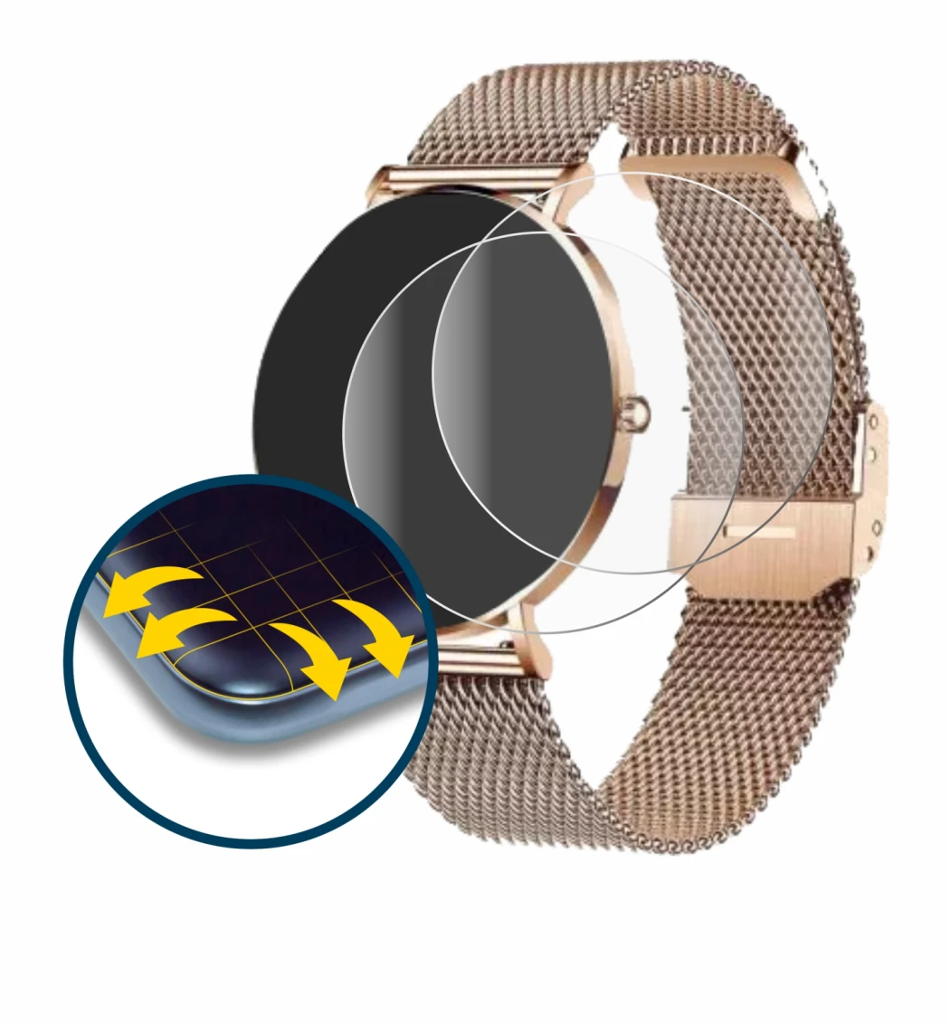 Image of the device Xcoast X-Watch Siona 2 with a wide variety of screen protectors.