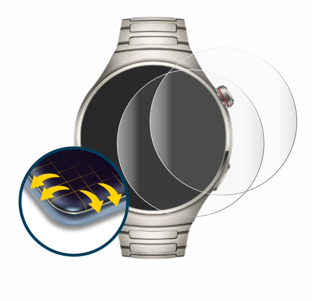 Image of the device Huawei Watch 4 Pro with a wide variety of screen protectors.