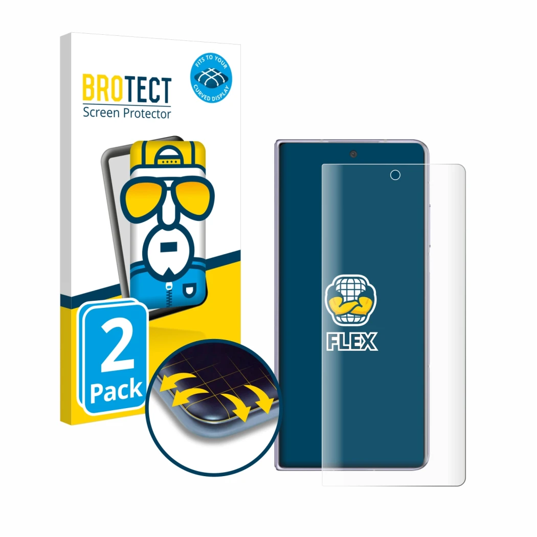 Front side of a product packaging with the brand logo BROTECT. Next to it is the device Honor Magic V2 shown with the correspo
