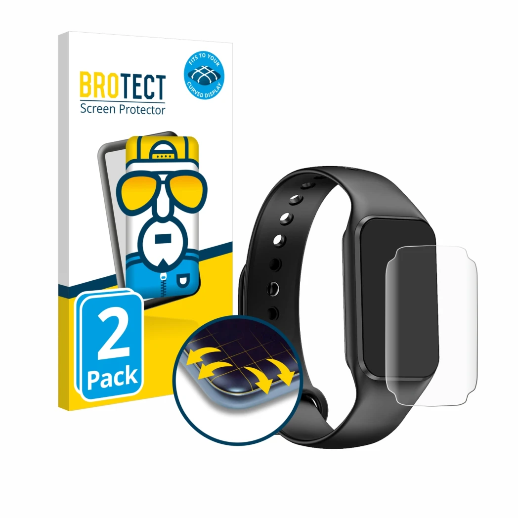Front side of a product packaging with the brand logo BROTECT. Next to it is the device Blackview BV-R1 shown with the corresp