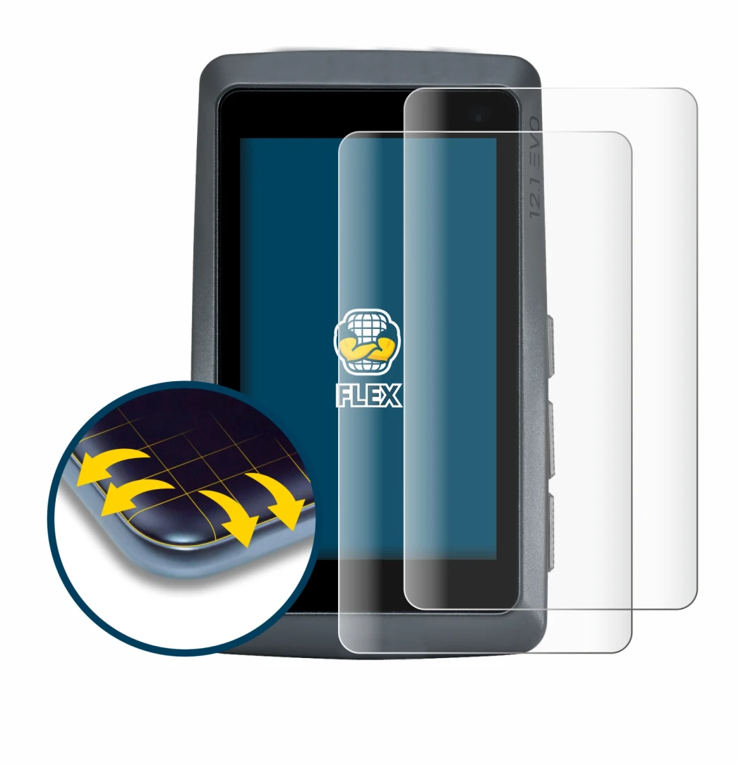Image of the device Sigma ROX 12.1 EVO with a wide variety of screen protectors.