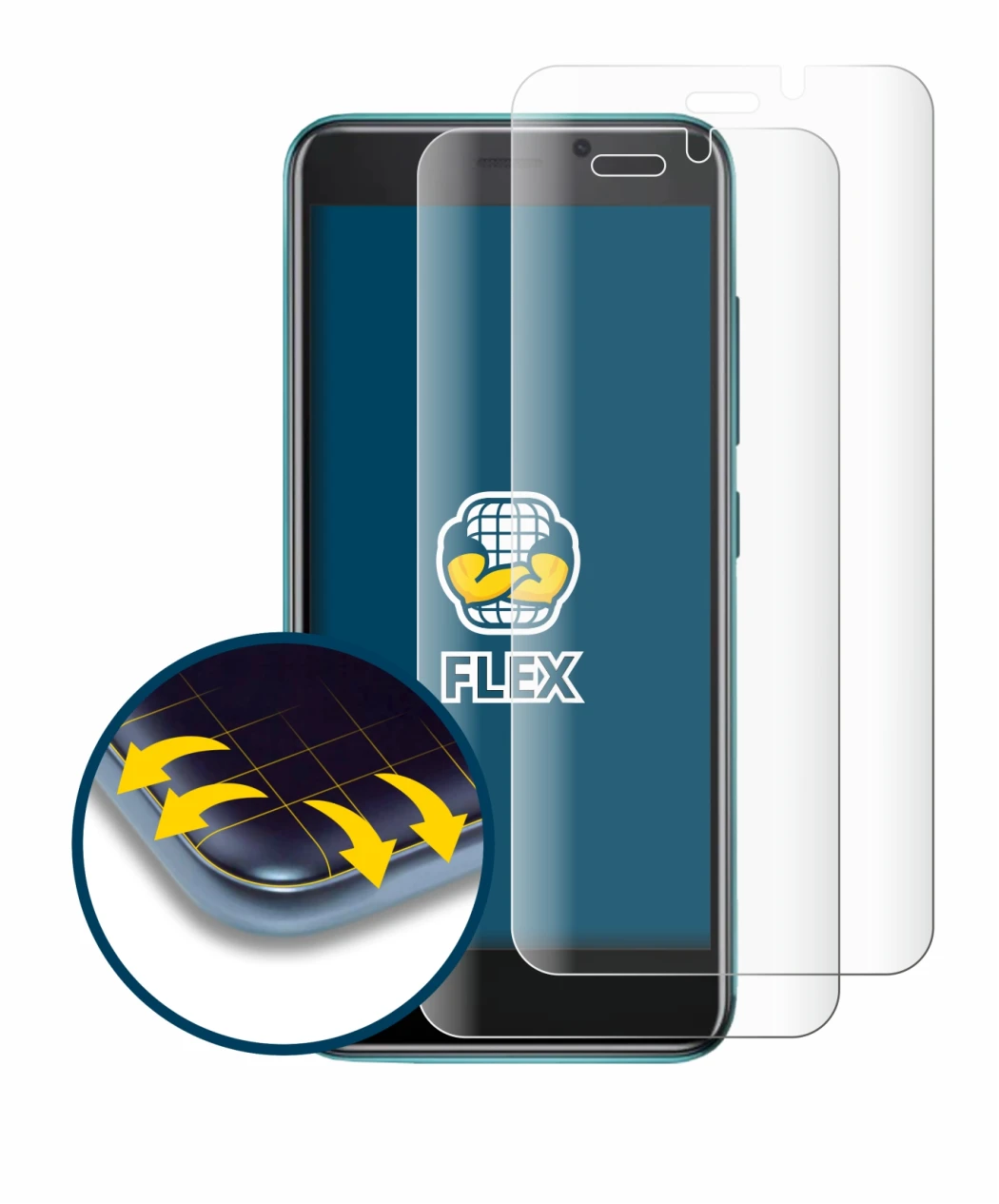 Image of the device Cubot J 20 with a wide variety of screen protectors.