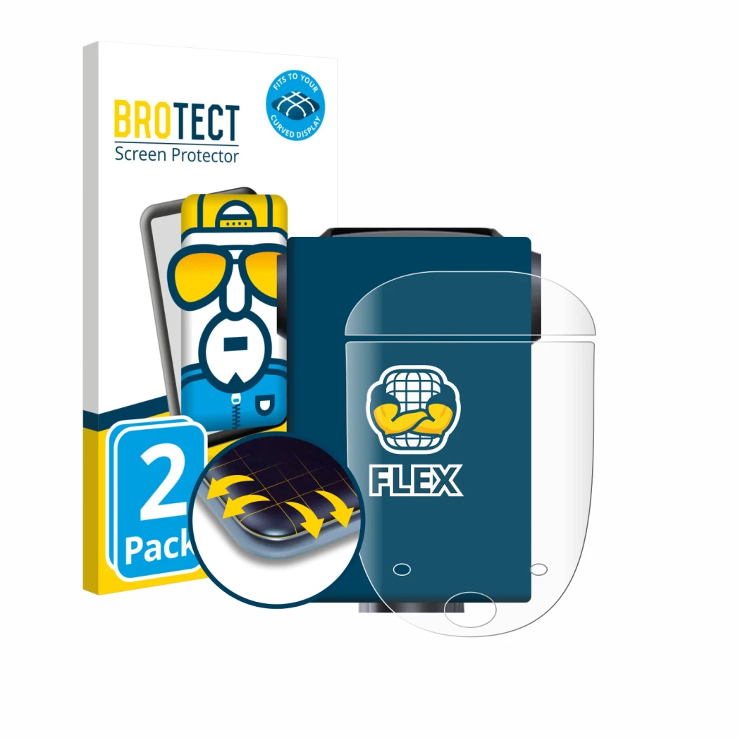 Front side of a product packaging with the brand logo BROTECT. Next to it is the device Urtopia Carbon 1 shown with the corres