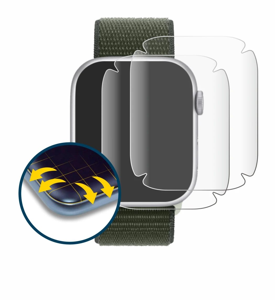 Image of the device Apple Watch Series 9 (41 mm) with a wide variety of screen protectors.