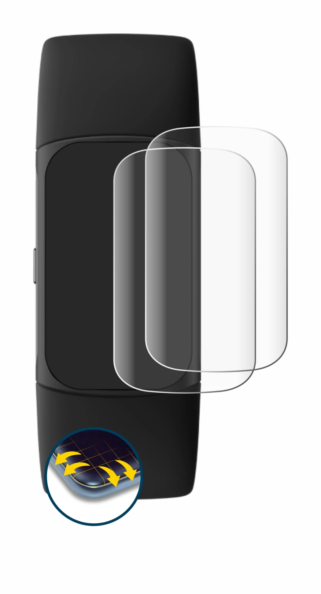 Image of the device Fitbit Charge 6 with a wide variety of screen protectors.