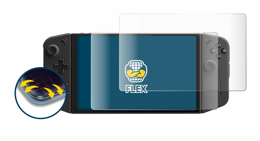 Image of the device Lenovo Legion Go with a wide variety of screen protectors.