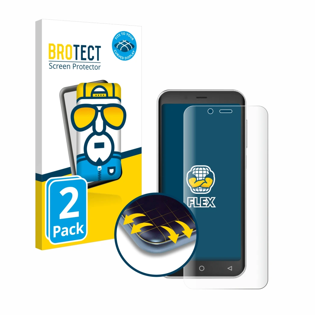 Front side of a product packaging with the brand logo BROTECT. Next to it is the device Emporia Smart 5 Mini shown with the co