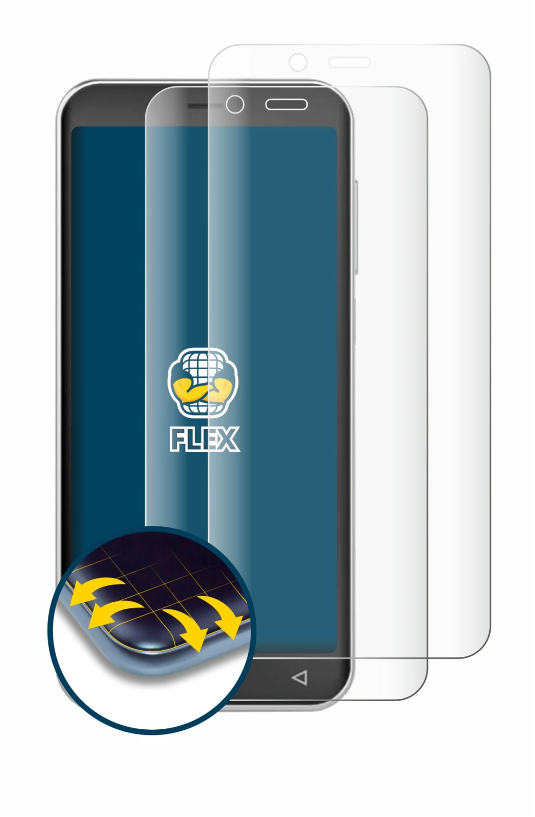 Image of the device Emporia Smart 5 Mini with a wide variety of screen protectors.