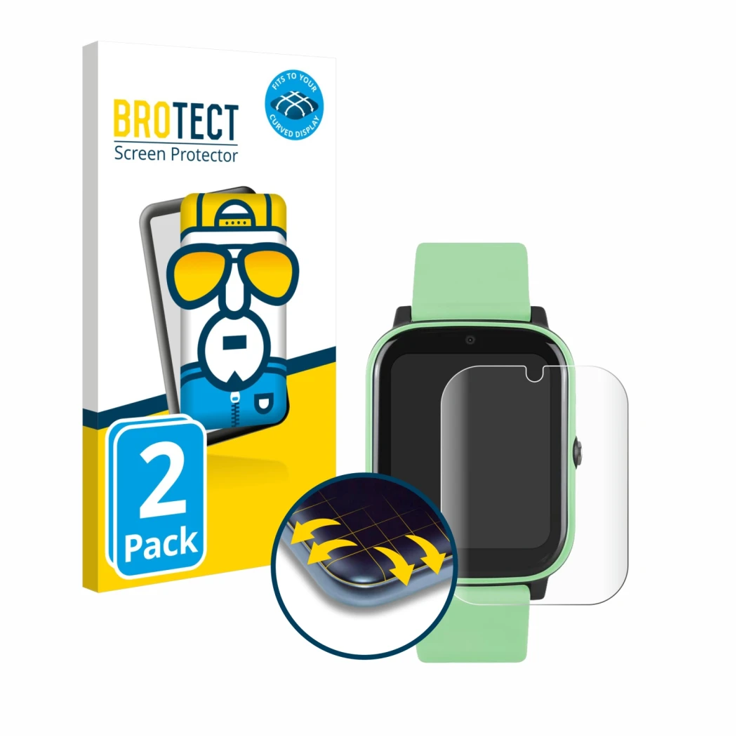 Front side of a product packaging with the brand logo BROTECT. Next to it is the device One2Track Connect NEXT shown with the 