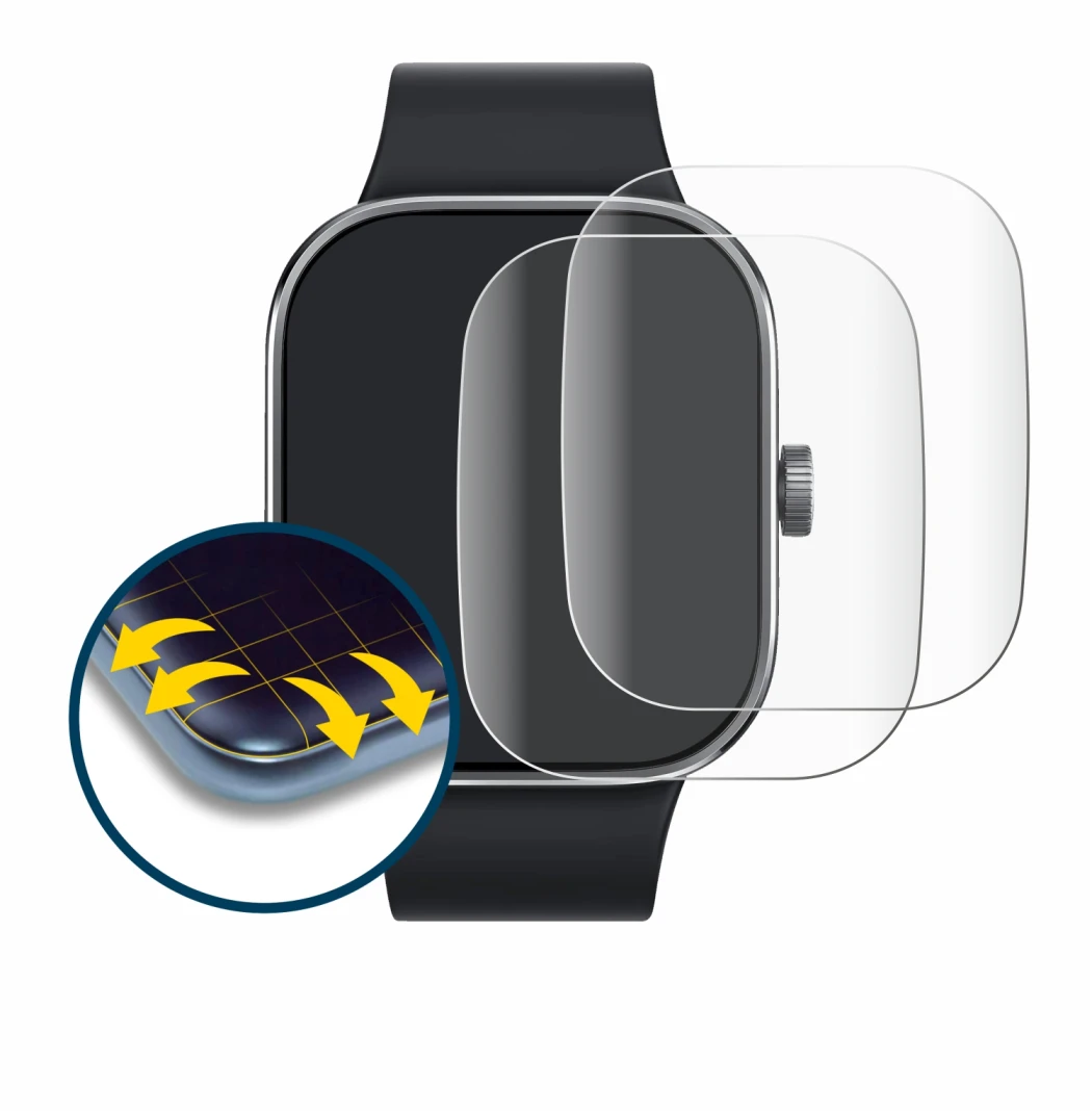 Image of the device Xiaomi Redmi Watch 4 with a wide variety of screen protectors.