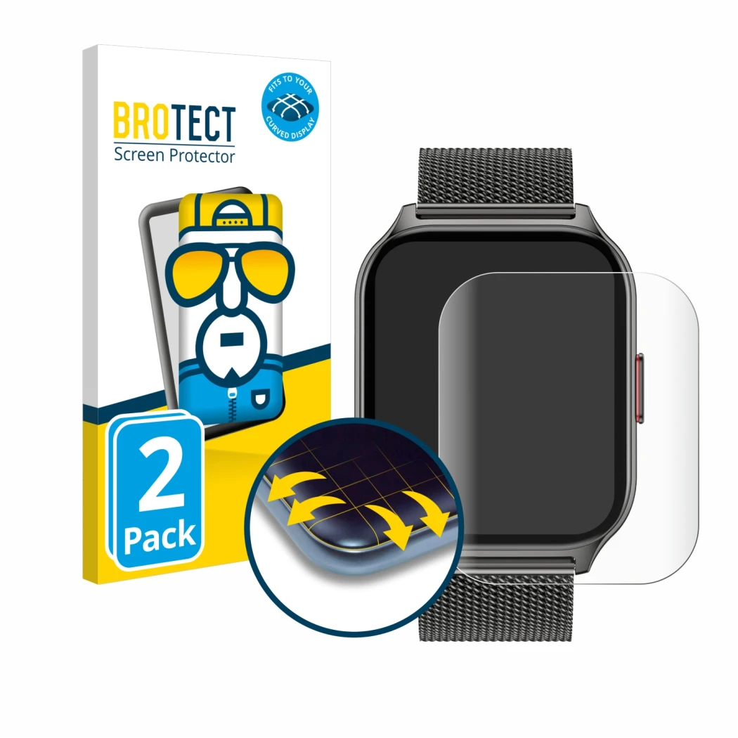 Front side of a product packaging with the brand logo BROTECT. Next to it is the device Popglory P95 2