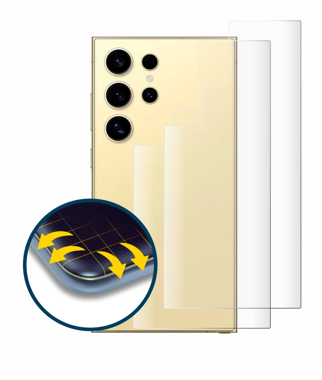 Image of the device Samsung Galaxy S24 Ultra (Back) with a wide variety of screen protectors.