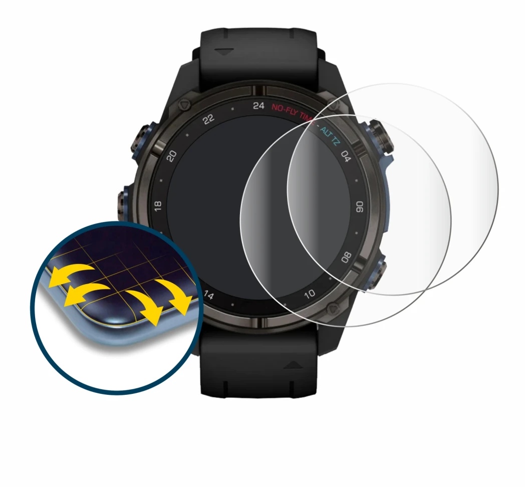 Image of the device Garmin Descent Mk3i (43 mm) with a wide variety of screen protectors.