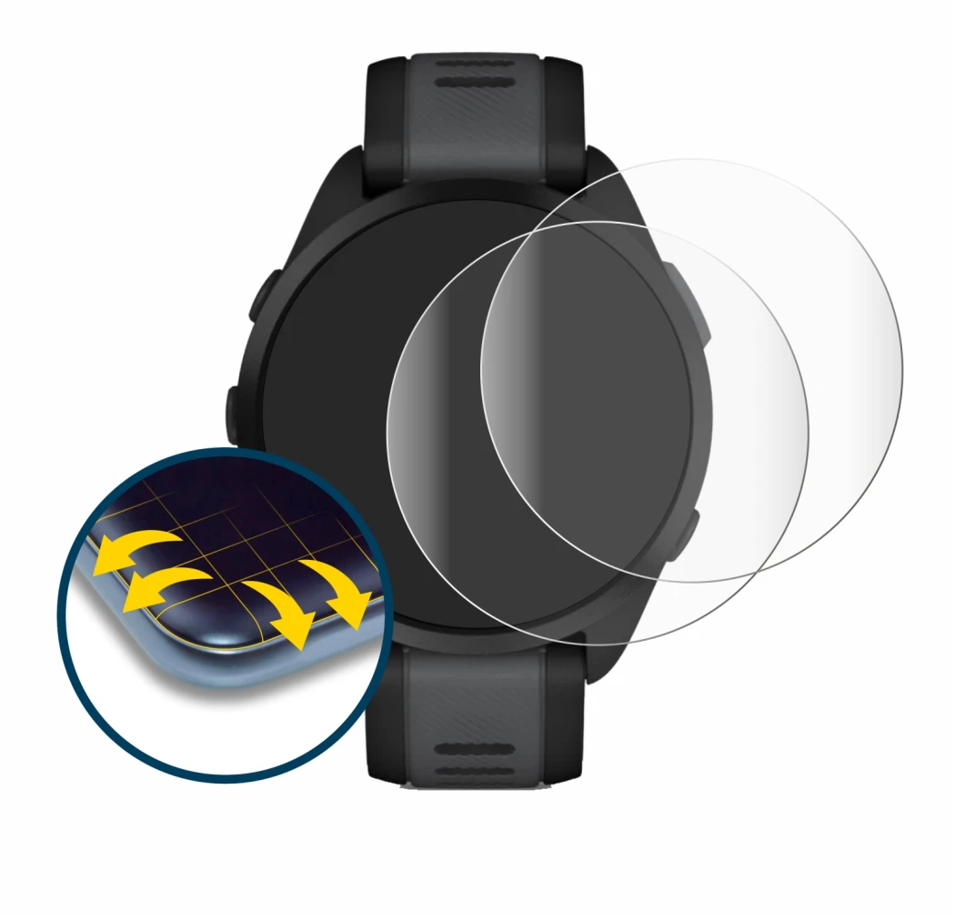 Image of the device Garmin Forerunner 165 with a wide variety of screen protectors.