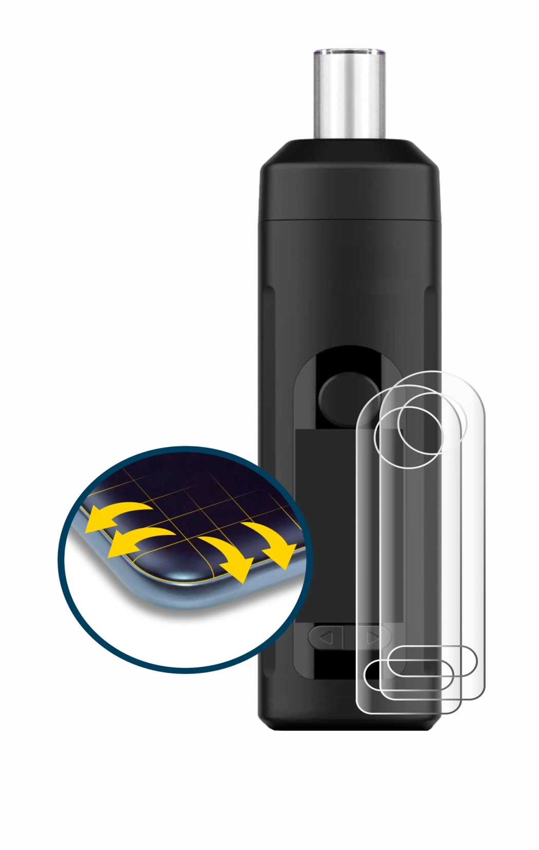 Image of the device Norddampf Relict with a wide variety of screen protectors.