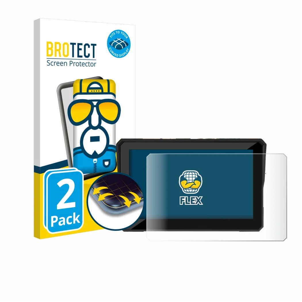 Front side of a product packaging with the brand logo BROTECT. Next to it is the device Carpuride W502 5