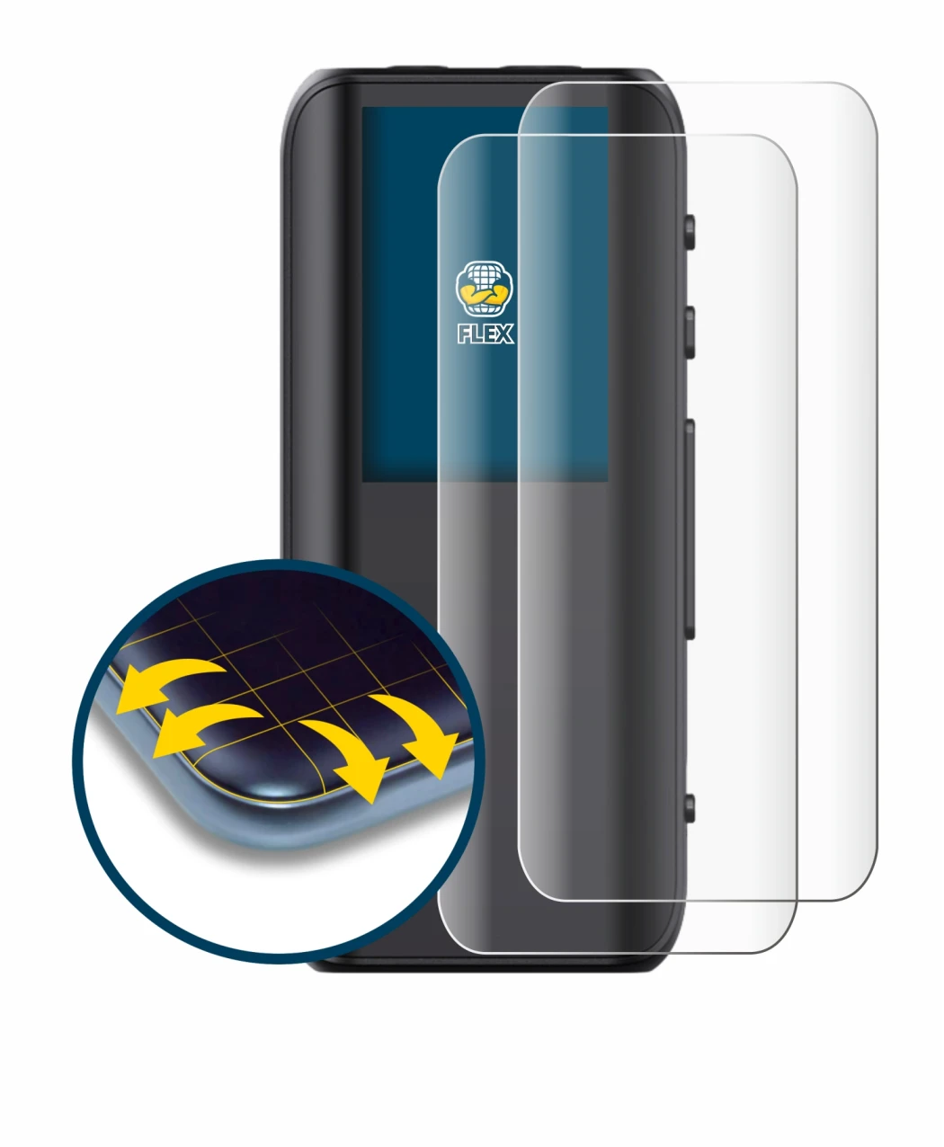 Image of the device FiiO BTR15 with a wide variety of screen protectors.