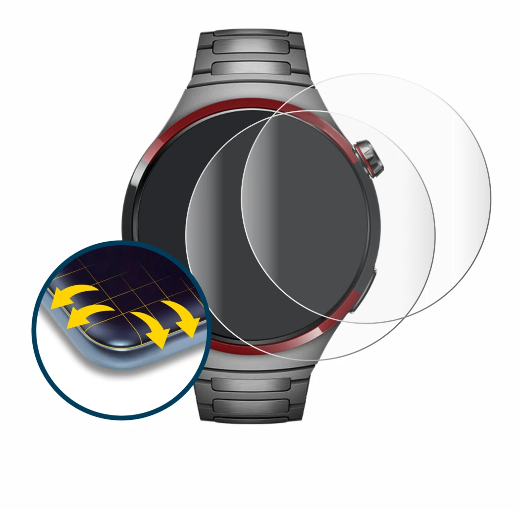 Image of the device Huawei Watch 4 Pro Space Edition with a wide variety of screen protectors.