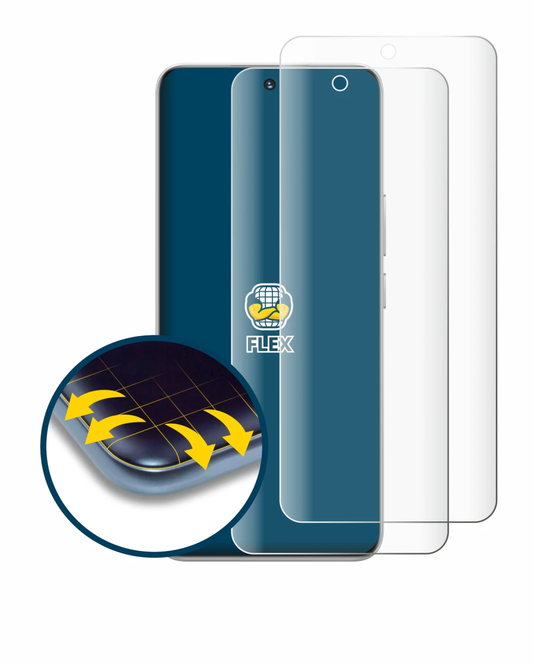 Image of the device Honor 200 with a wide variety of screen protectors.
