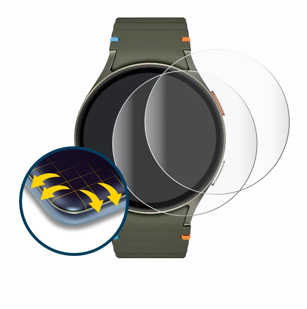 Image of the device Samsung Galaxy Watch 7 (44 mm) with a wide variety of screen protectors.
