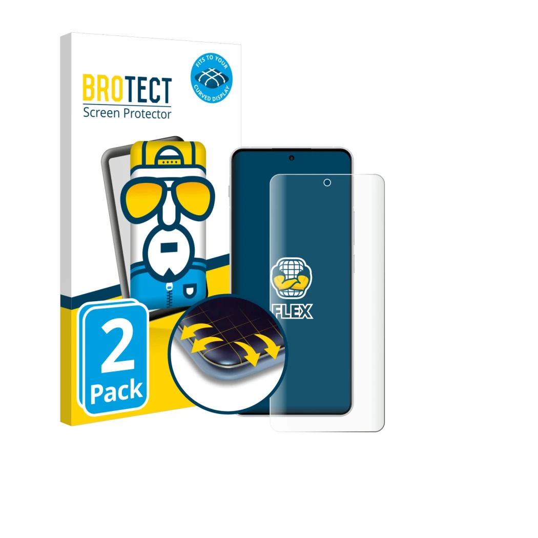 Front side of a product packaging with the brand logo BROTECT. Next to it is the device OnePlus Nord 4 shown with the correspo