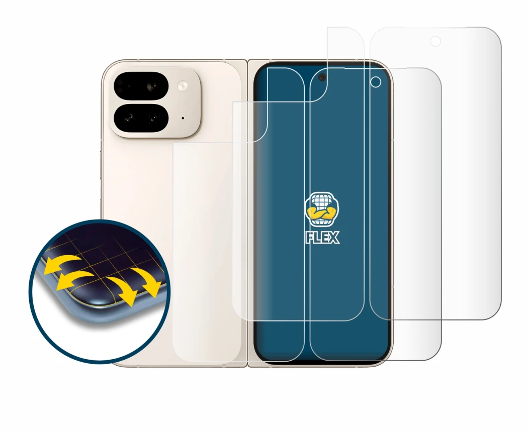 Image of the device Google Pixel 9 Pro Fold (Front+Back) with a wide variety of screen protectors.
