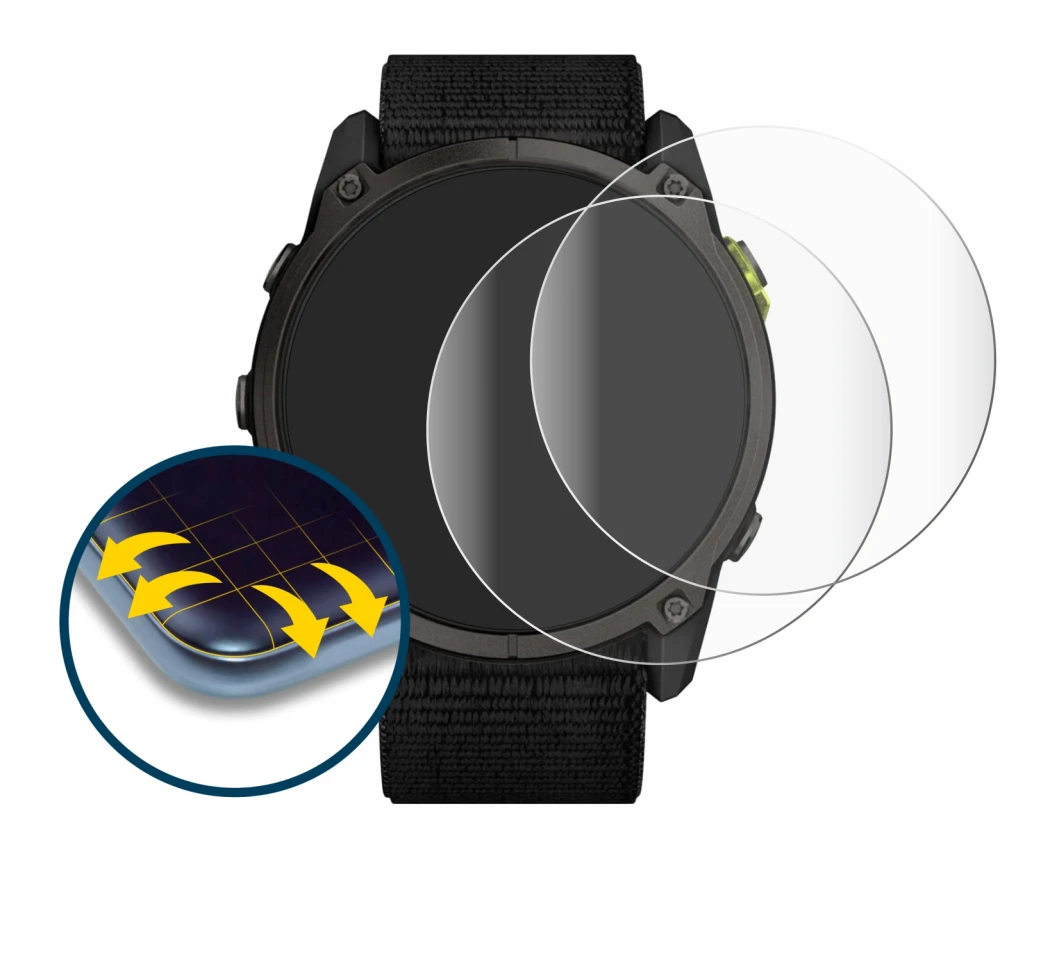 Image of the device Garmin Enduro 3 with a wide variety of screen protectors.