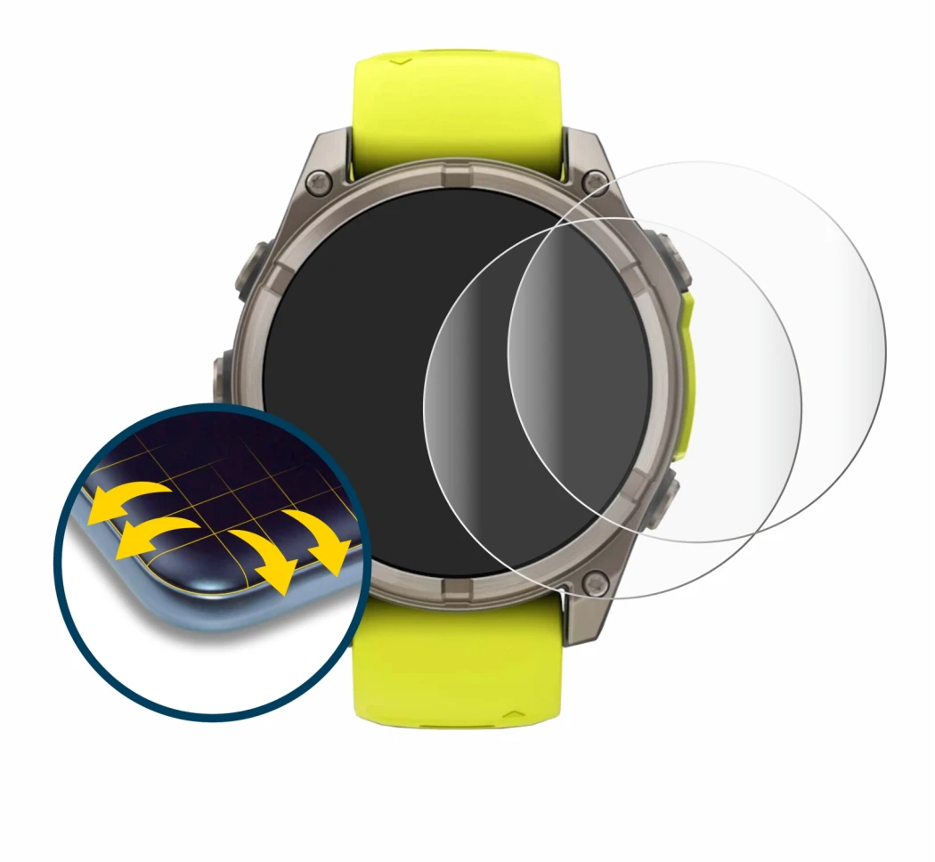 Image of the device Garmin Fenix 8 Solar (47 mm) with a wide variety of screen protectors.