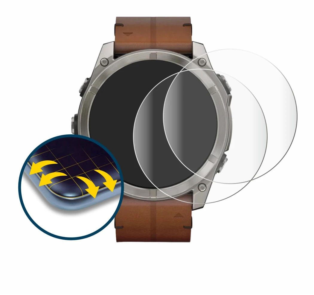 Image of the device Garmin Fenix 8 AMOLED (51 mm) with a wide variety of screen protectors.