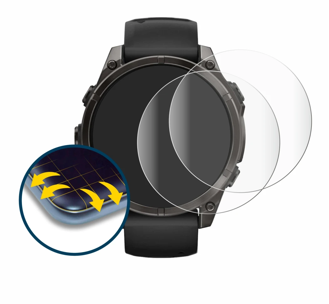 Image of the device Garmin Fenix 8 AMOLED (47 mm) with a wide variety of screen protectors.