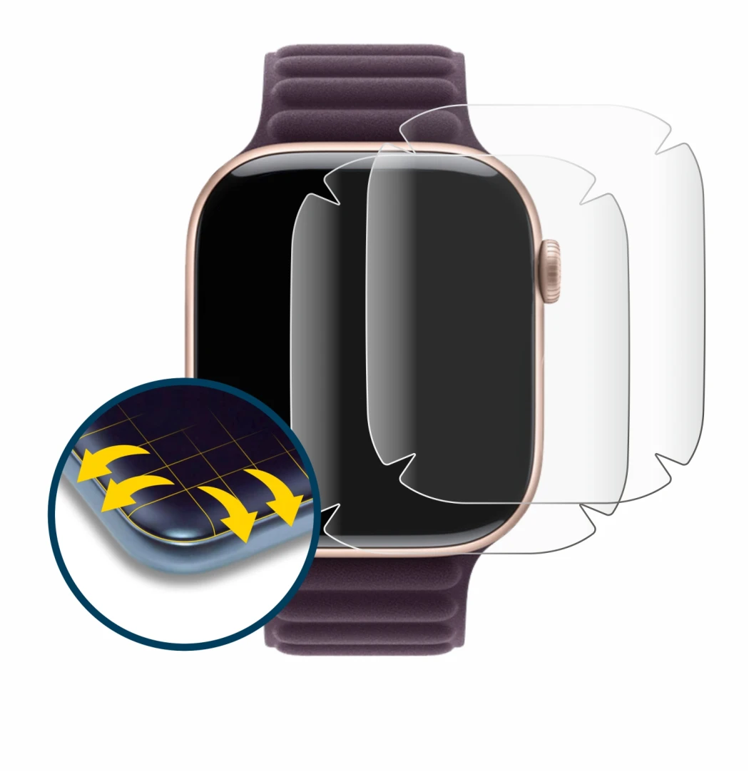 Image of the device Apple Watch Series 10 (42 mm) with a wide variety of screen protectors.